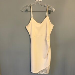 Almost Famous Cream Lace-Trim Mini Slip Dress